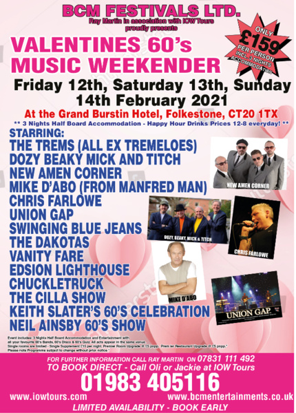 Valentines 60's Music Weekender